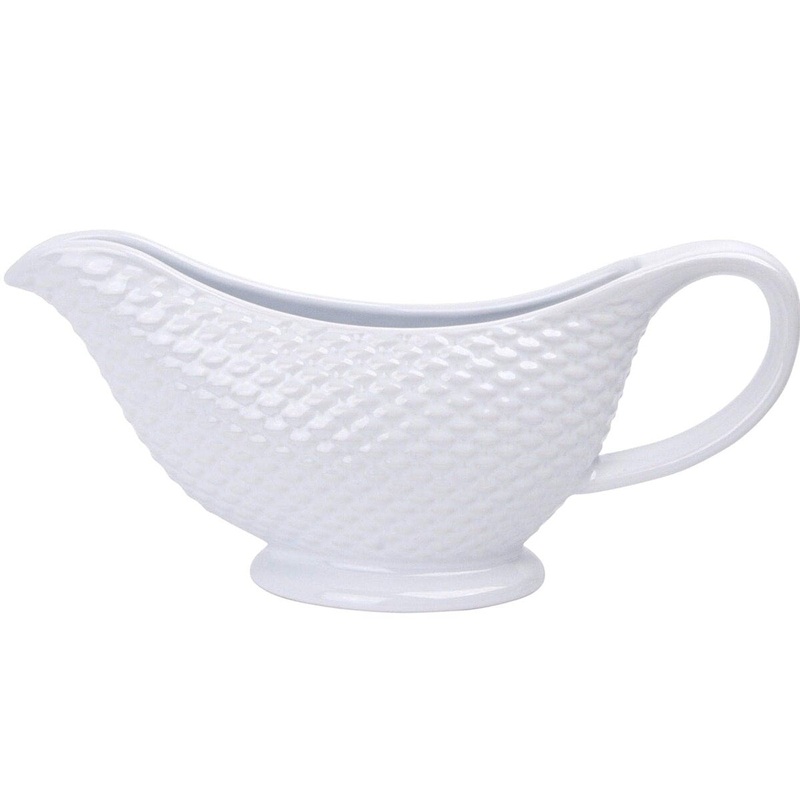 Basket Weave Gravy Boal - White