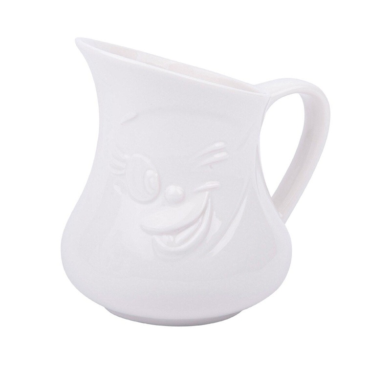 Ceramic Creamer W/ Embossed Face - 10 Oz