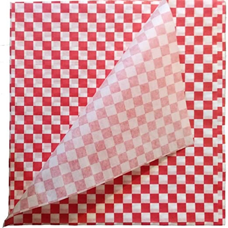 12" x 12" Red Check Dry Wax Wrap - Pack of 1,000