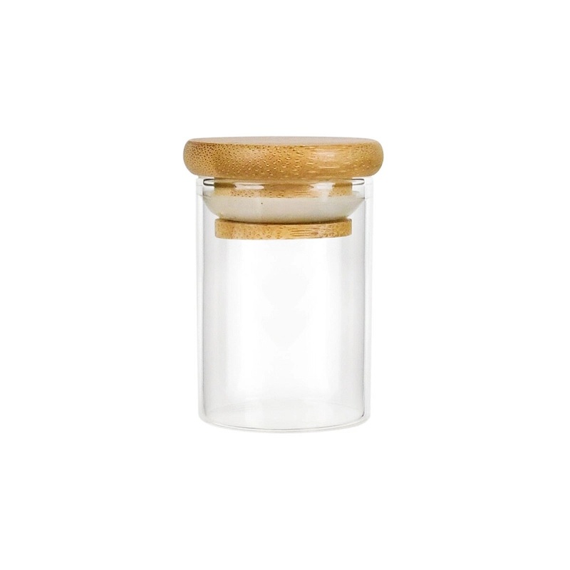 Glass Spice Jar w/ Bamboo Lid - 2 Oz