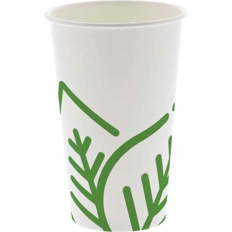 511 Foodservice - 16 Oz White Compostable Plastic Lined Cups, 1000/Cs, 20 x 50 - HFW-HC-16-CA