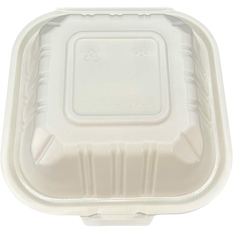 6" x 6" White MFPP Hinged Sandwich Container, 400Pcs/Cs - PCMSLPP550