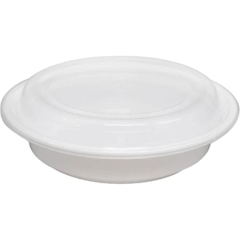 7", 32 Oz Deep White Round Container with Lid Combo, 150/Cs - PCM0732W