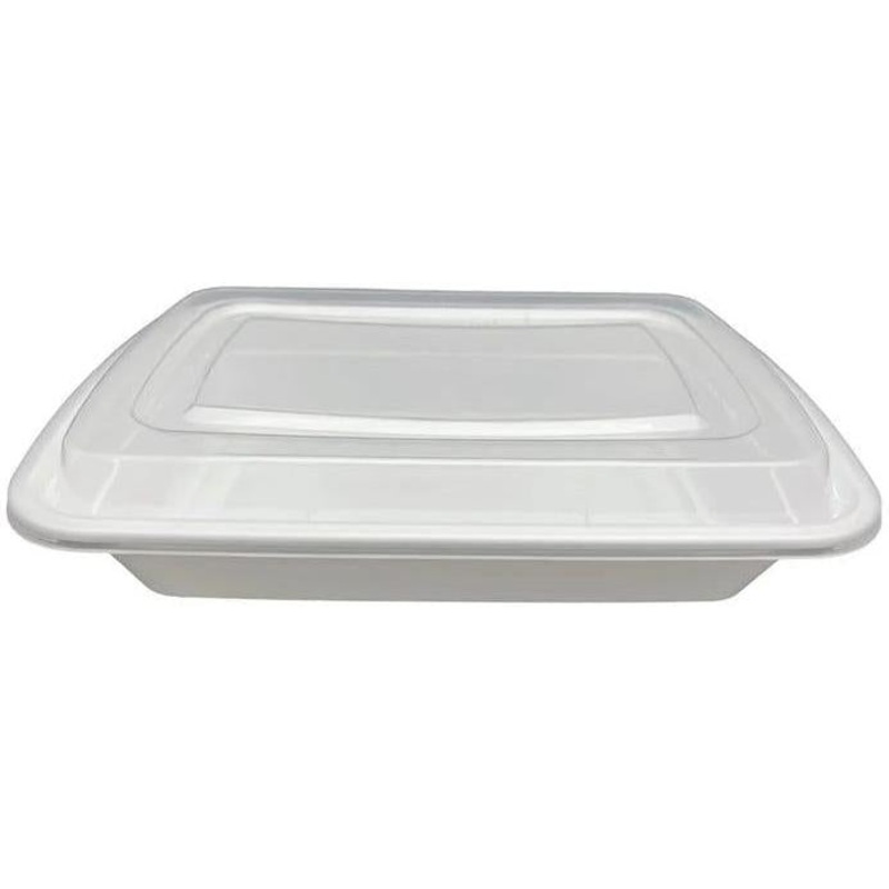 7" x 5" x 1.5", 16 Oz White Rectangular Container Combo, 150/Cs - PCM7516