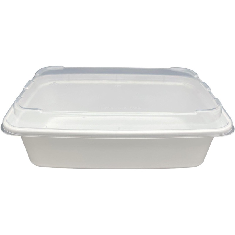 7" x 5" x 2", 24 Oz White Rectangular Container with Lid Combo, 150/Cs - PCM7524W