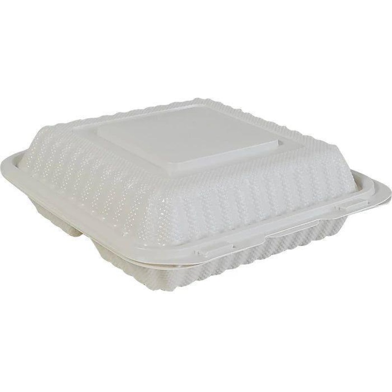 7" x 7" MFPP Hinged Container with 3 Compartment, 150pcs/Cs - LRCEP73