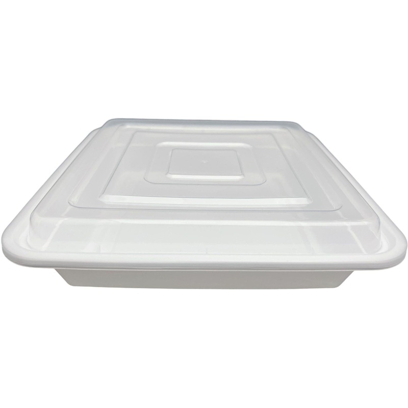 8" x 8" x 1.75", 48 Oz White Square Container with Lid Combo, 150/Cs - PCM8848W