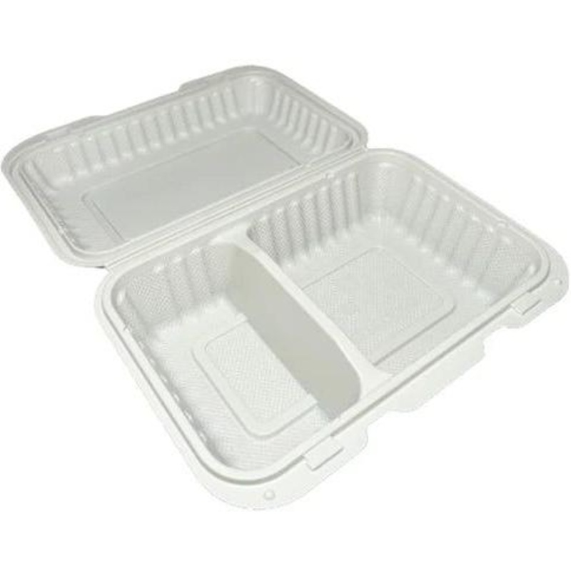 9.5" x 6.5" MFPP Hinged Container with 2 Compartment, 150/Cs - EP-205-20