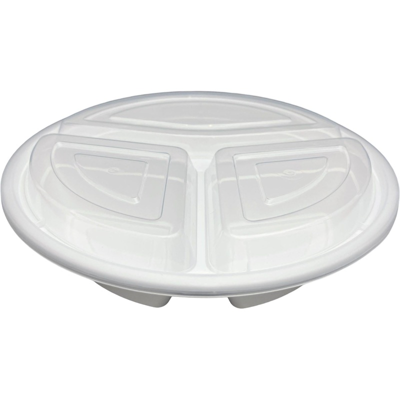 9" Round Container with Lid Combo with3 Compartment, 150/Cs - PCMRC348