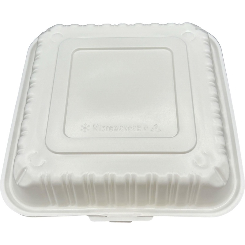 9" x 9" White MFPP Hinged Container, 150Pcs/Cs - PCMSLPP901