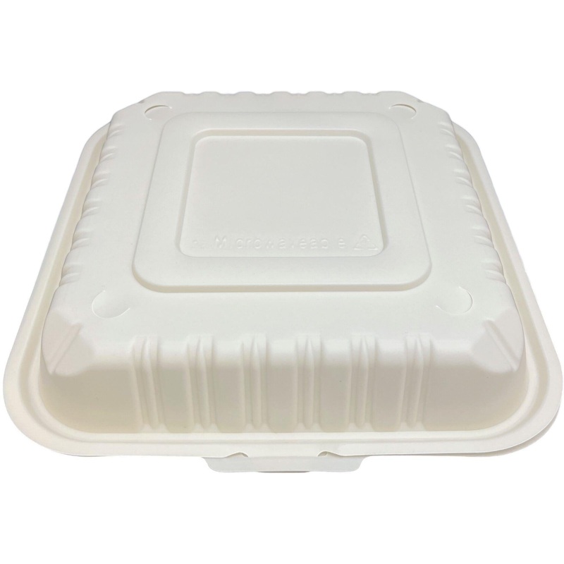 9" x 9" White MFPP Hinged Container 3 Compartment, 150 Pcs/Cs - PCMSLPP903