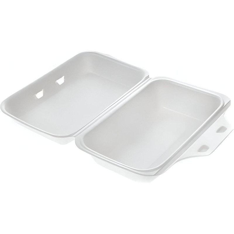 CKF Inc. - 8.8" x 5.5" x 2.9" Foam White Rectangular Hinged Container Bag, 200/bg - 250405