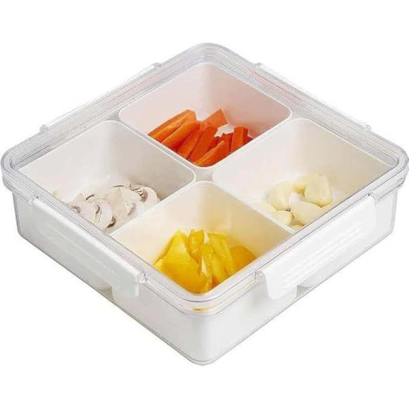 D&W Fine Pack - 11" x 14" Clear Rectangular 5 Compartment Fruit Platter With Lid, 60/Cs - DWG1191