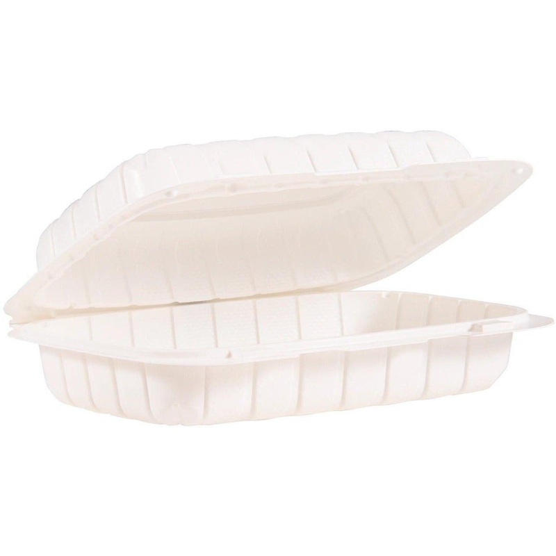 Dart Container - 9" x  6" Polypropylene White 1 Compartment Utility Hinged Container, 200/Cs - 206MFPPHT1R