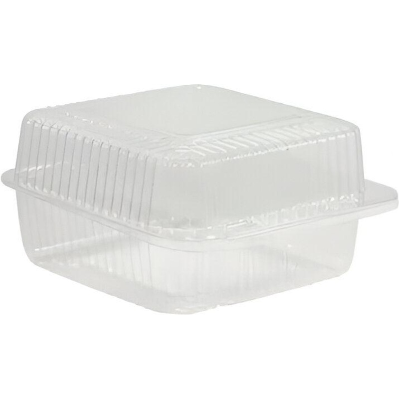Detroit Forming - 6.5" x 6.12" x 3.25" Clear Square Deep Hinged Container, 500/Cs - DFILBH625
