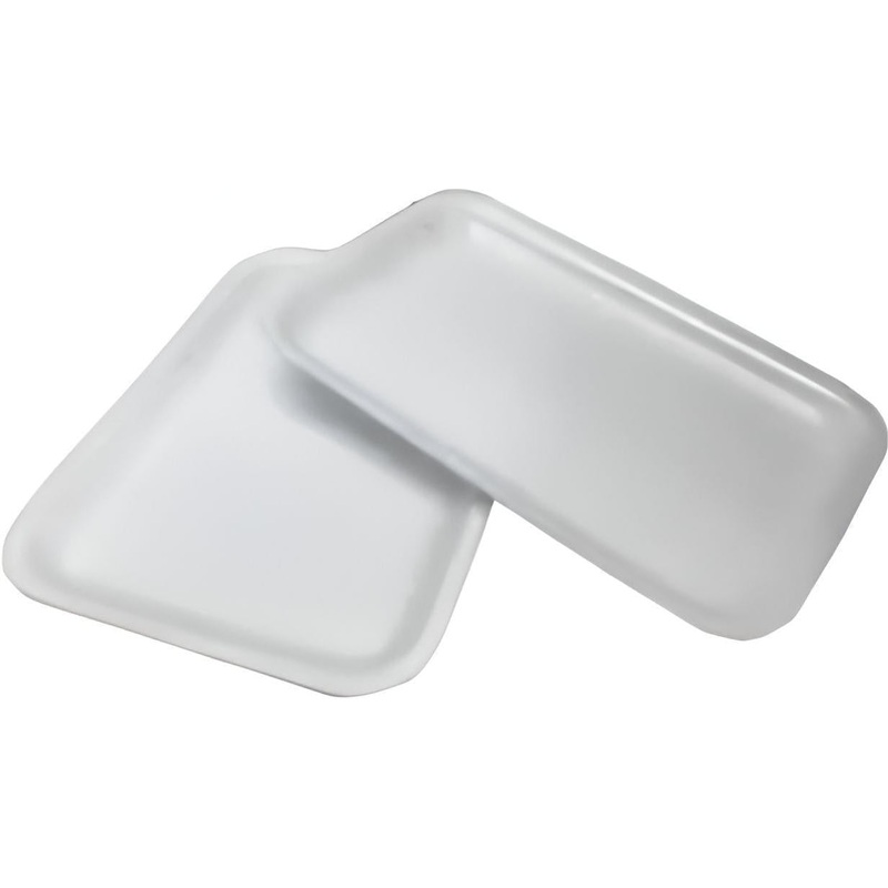 ProAmpac - 14" x 9.75" x 0.75" Polystyrene Foam 1014 White Tray, 100/cs - 2011014W00