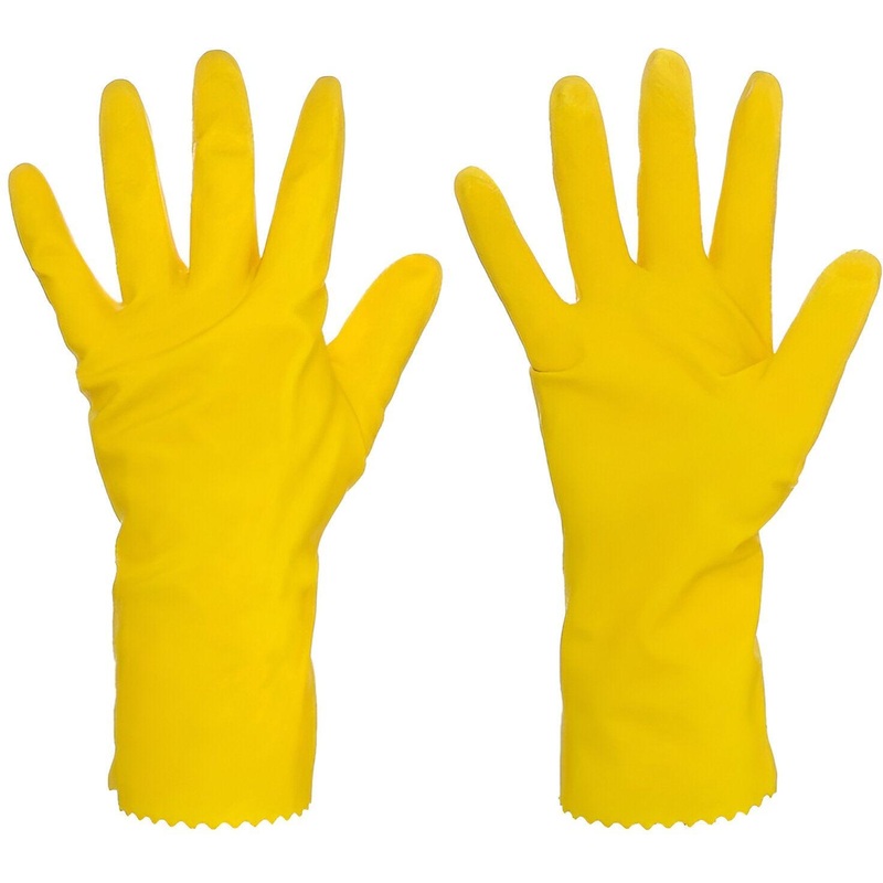 Latoplast - 12" Large Yellow Rubber Latex Flock Lined Gloves, 1 Pair - TSZGRFYLG1C