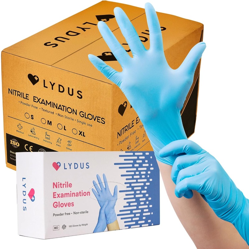 Lydus - 5 mil PF Blue Large Nitrile Gloves, 100/bx - LYDUSNP100L