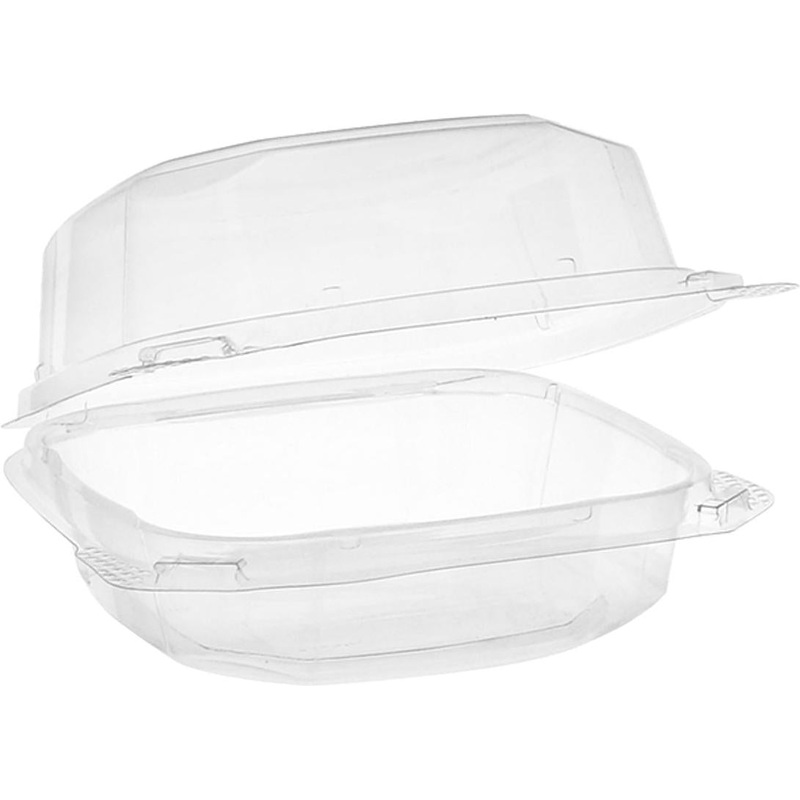 Pactiv Evergreen - 6" x 6" x 3" RPET Hinged Lid Container, 400/Cs - 073161