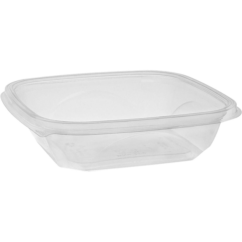 Pactiv Evergreen - 7" x 7" x 1.52" 24 Oz RPET Clear Square Bowl, 300/Cs - 260659