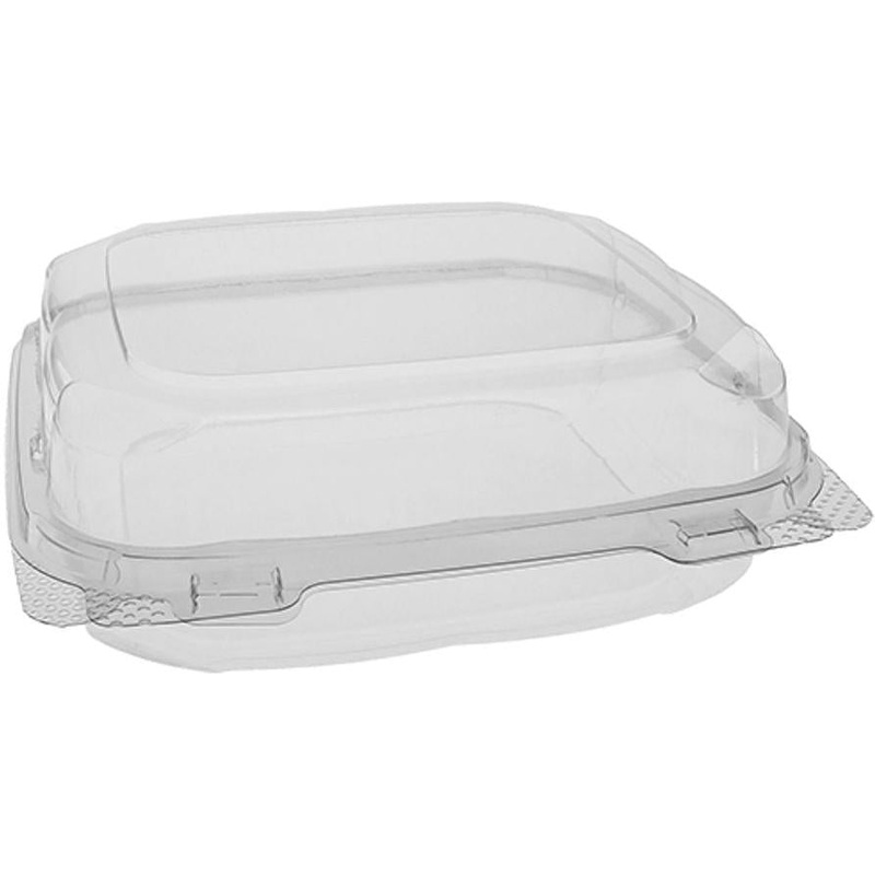 Pactiv Evergreen - 8" x 8" x 3" RPET Clear Hinged Lid Container, 200/Cs - PC0CASH11200000