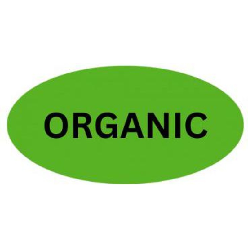 Precision Label & Tag - 1.5" Green Oval ORGANIC Label 1000/rl - LAB4708