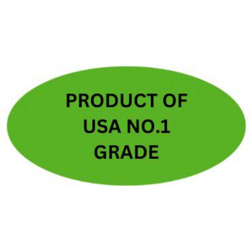 Precision Label & Tag - 1.5" Green Oval PRODUCT OF USA NO.1 GRADE Label, 1000/rl - LAB3003