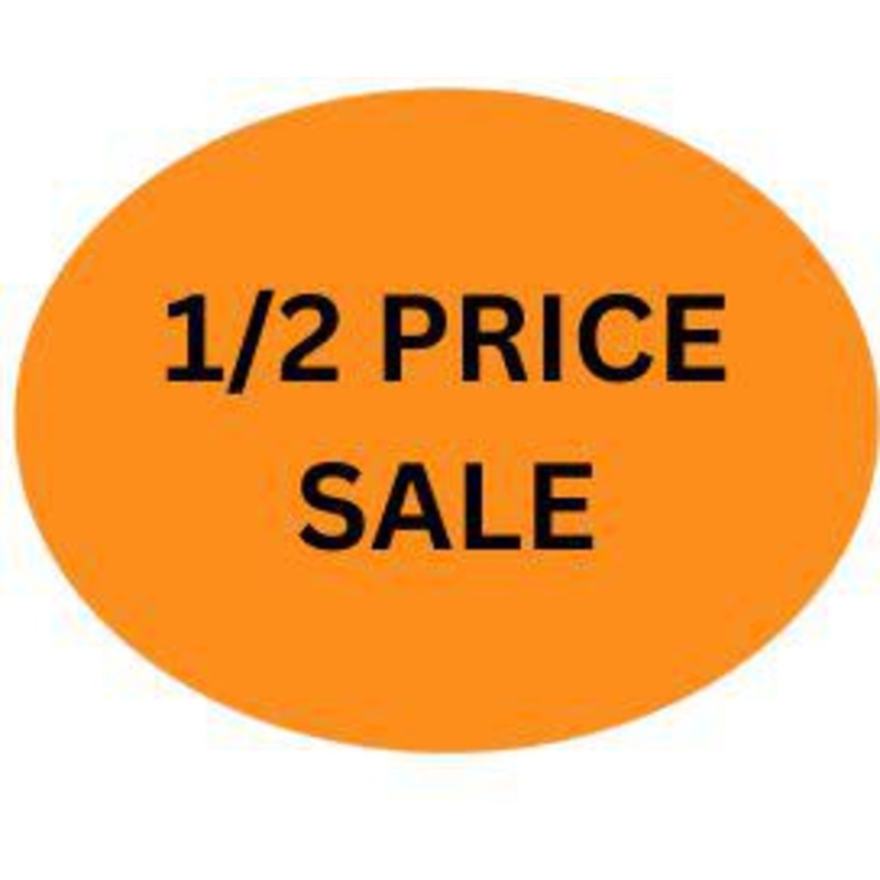 Precision Label & Tag - 1.5" Orange Oval 1/2 PRICE SALE Label, 1000/rl - LAB0711
