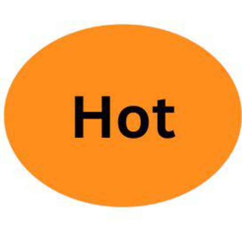Precision Label & Tag - 1.5" Orange Oval Hot Labels, 1000/rl - LAB0675