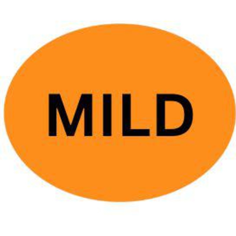 Precision Label & Tag - 1.5" Orange Oval MILD Label, 1000/rl - LAB1857