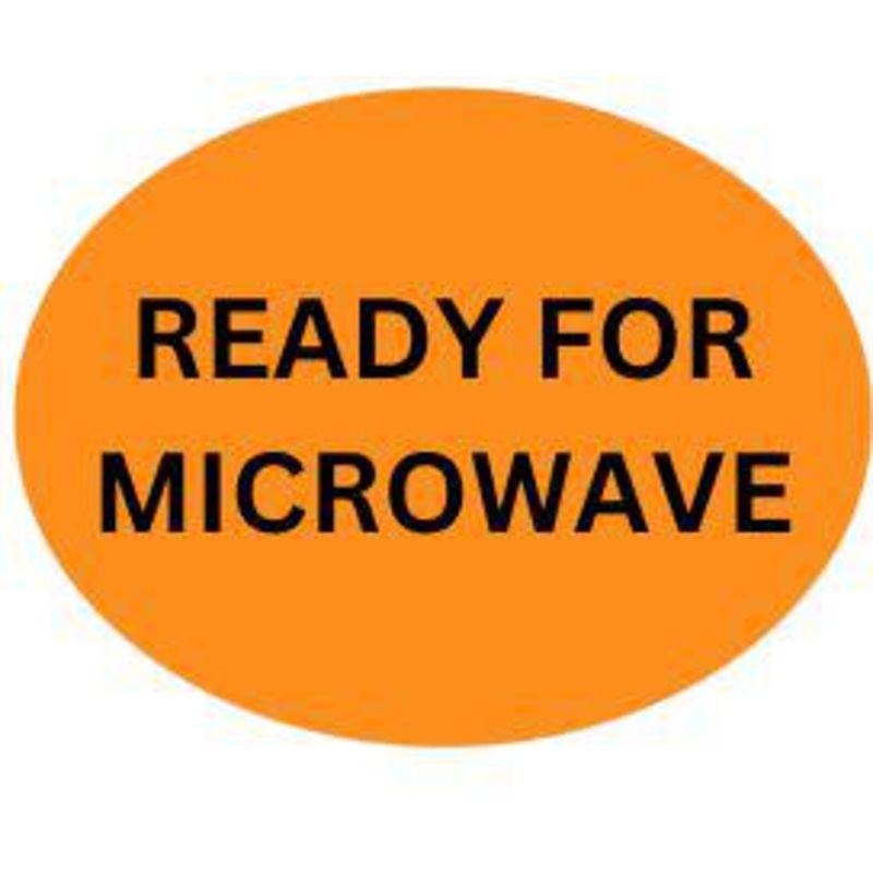 Precision Label & Tag - 1.5" Orange Oval READY FOR MICROWAVE Label, 1000/rl - LAB0295