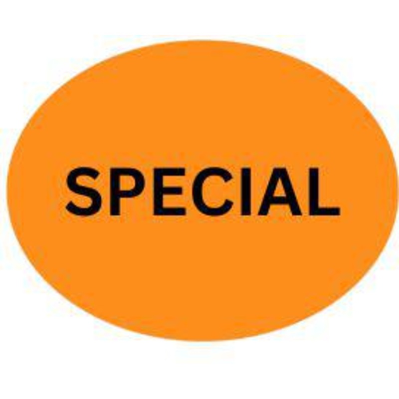 Precision Label & Tag - 1.5" Orange Oval SPECIAL Label, 1000/rl - LAB4862