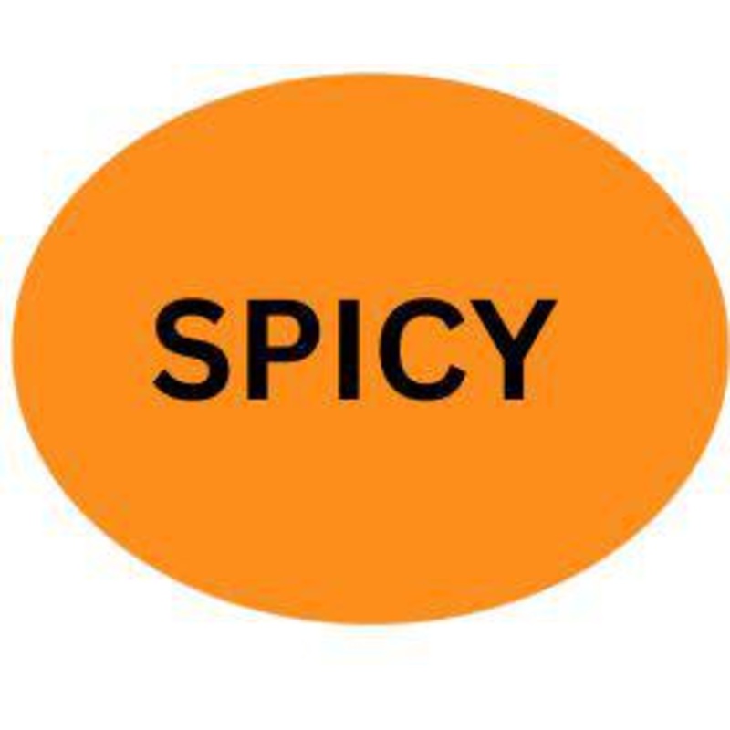 Precision Label & Tag - 1.5" Orange Oval SPICY Label, 1000/rl - LAB0010