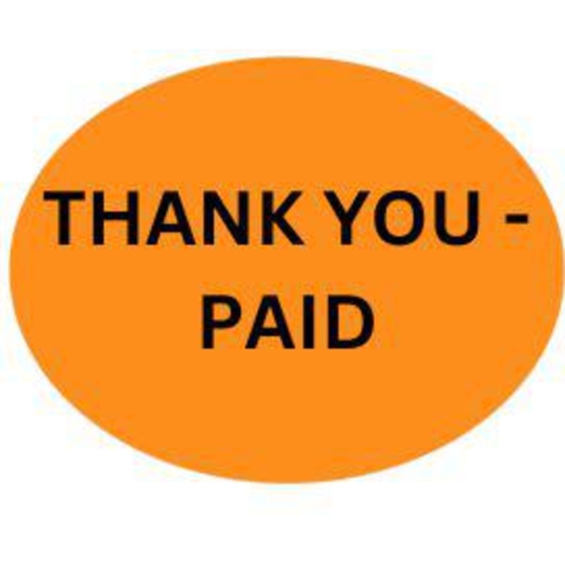Precision Label & Tag - 1.5" Orange Oval THANK YOU - PAID Label, 1000/rl - LAB0680