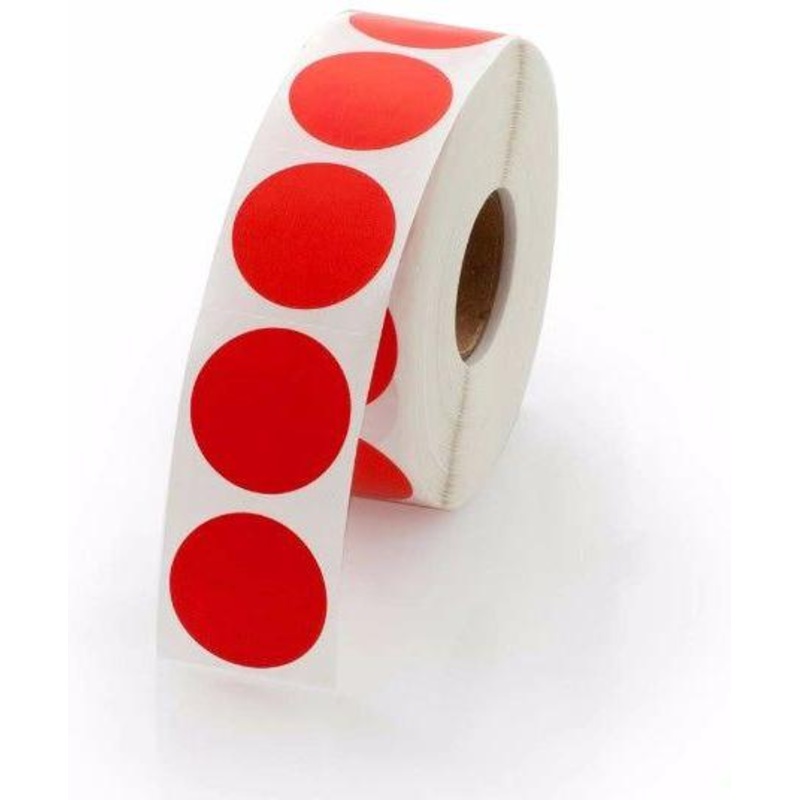 Precision Label & Tag - 1" Red Round 10 Label, 1000/rl - LAB1573
