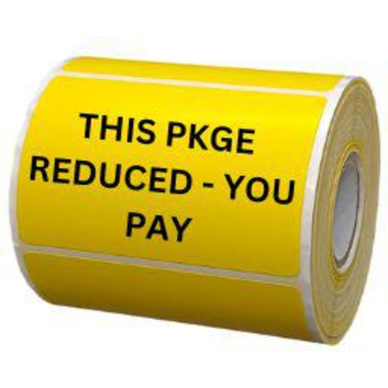Precision Label & Tag - 3.15" x 0.98" Yellow Rectangle THIS PKGE REDUCED - YOU PAY Label, 200/rl - LAB2931