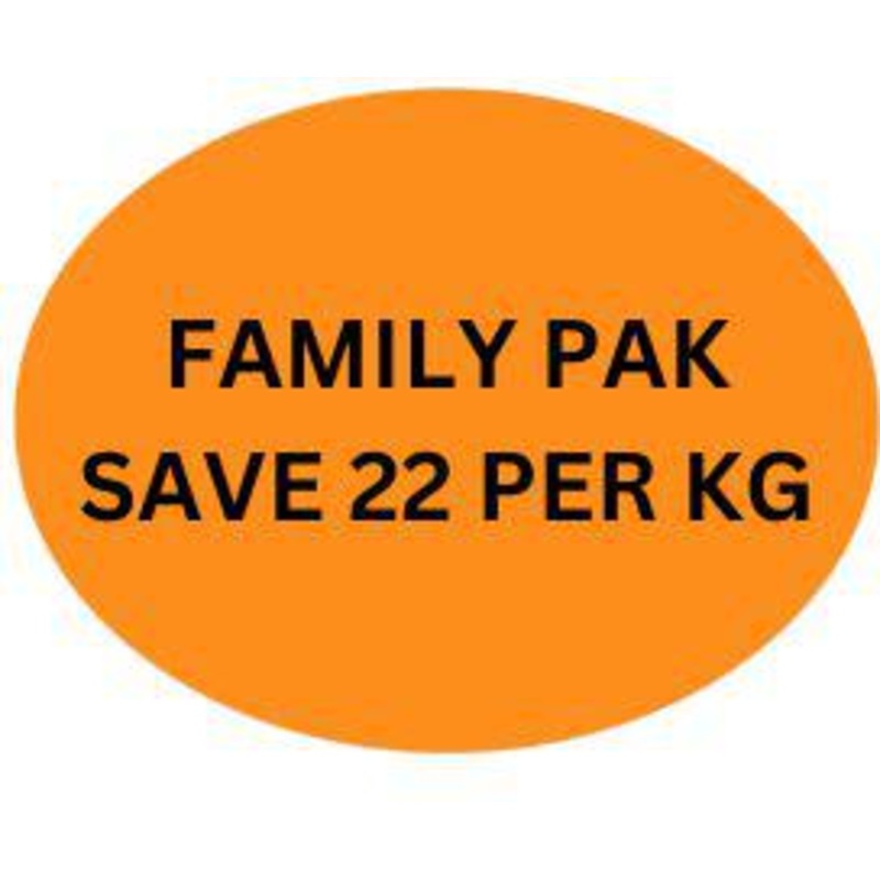 Precision Label & Tag - 3" Orange Oval FAMILY PAK SAVE 22 PER KG Label, 90/rl - LAB0938