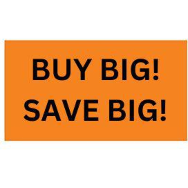 Precision Label & Tag - Orange Rectangle BUY BIG! SAVE BIG! Label, 1000/rl - LAB1889