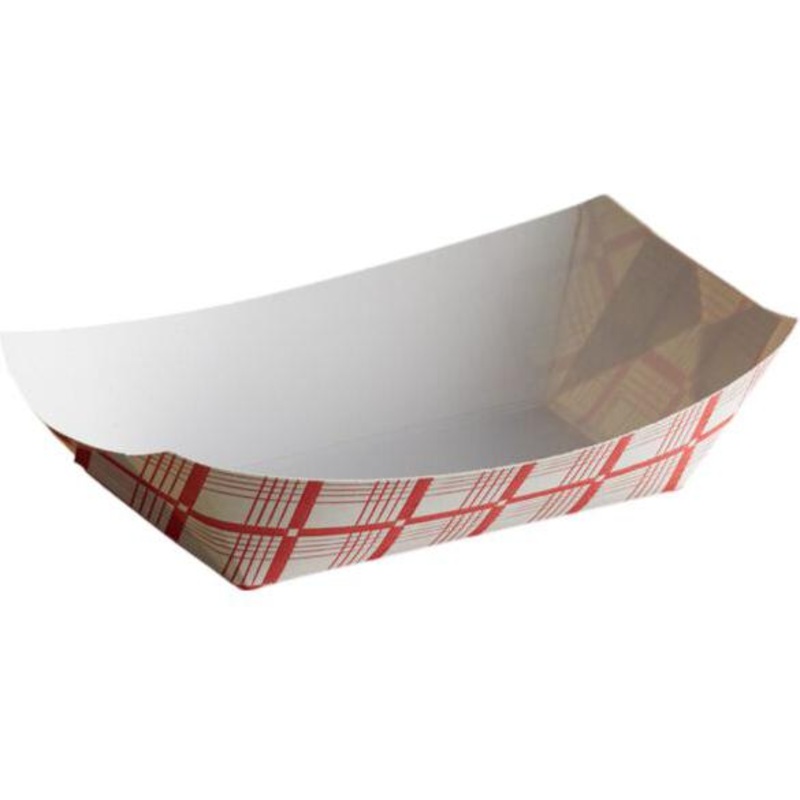 R J Schinner - #100 Nova 1 lb Red Plaid Paper Food Tray PFAS Free, 1000/cs - NFT100