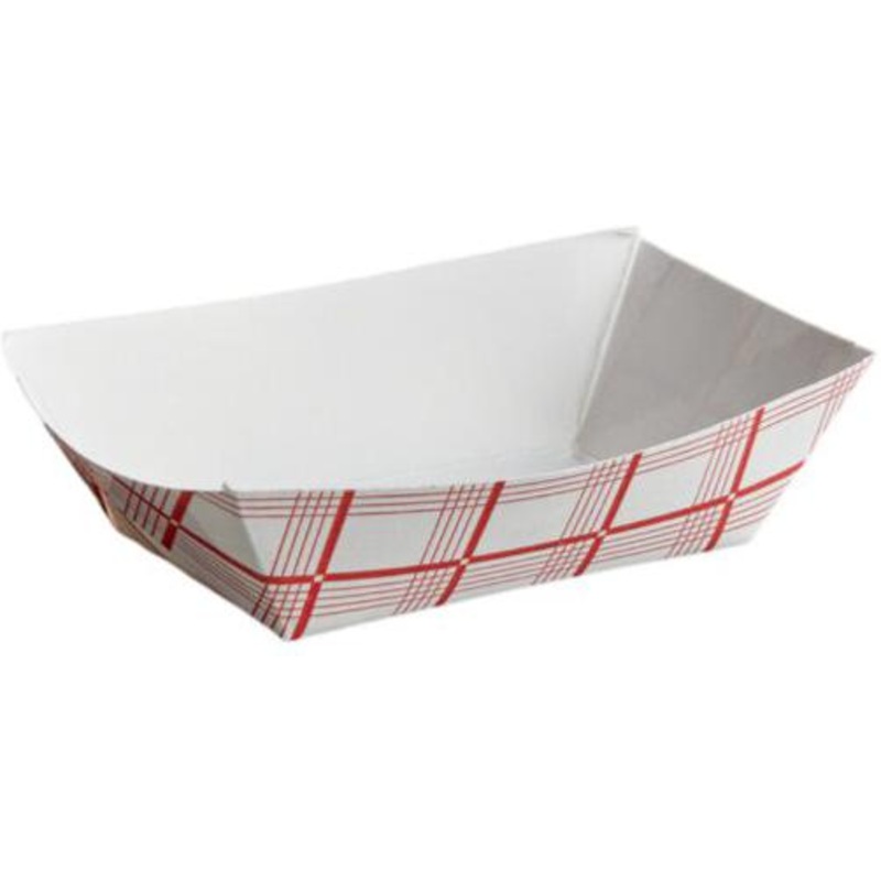 R J Schinner - #300 Nova 3 lb Red Plaid Paper Food Tray PFAS Free, 1000/cs - NFT300