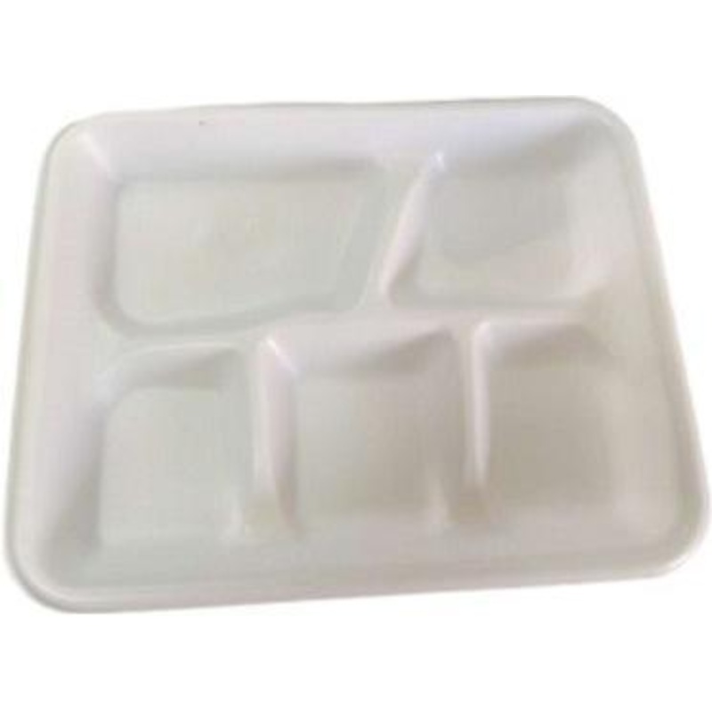 R J Schinner - White Empress Earth Mineral Filled PP Tray with 5 Compartment, 4/125 cs - EMPE5221R