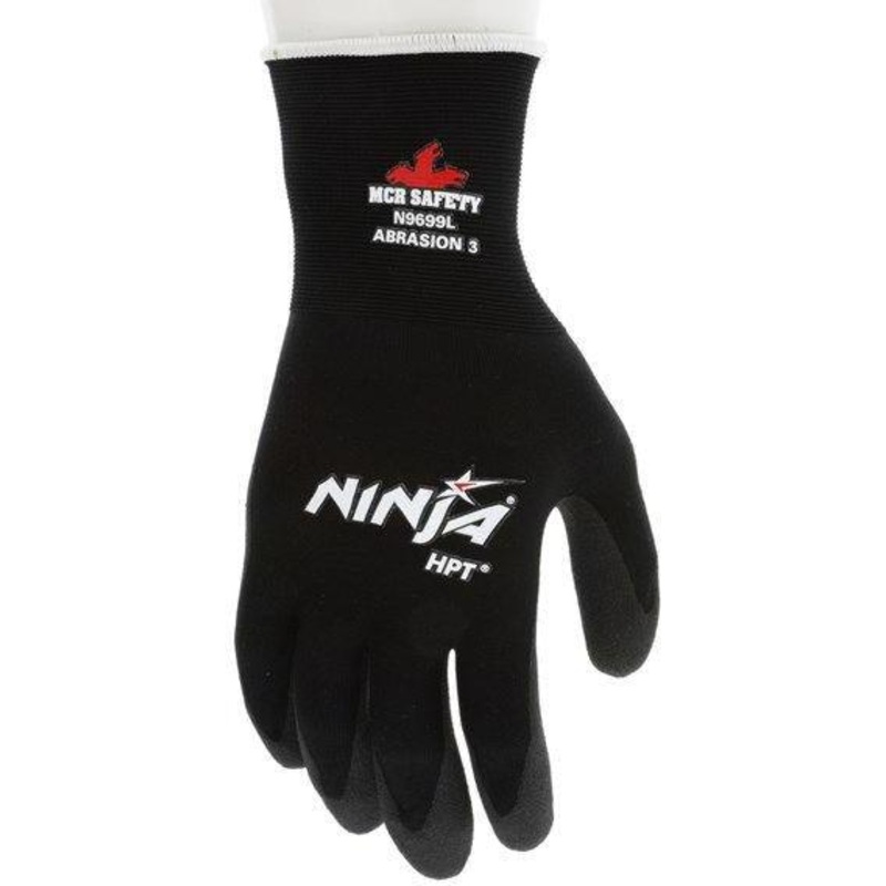 Ralston CanSafe - Ninja HPT Black Nylon Gloves - Medium HPT Coated Palm and Fingertips - MCRN9699M