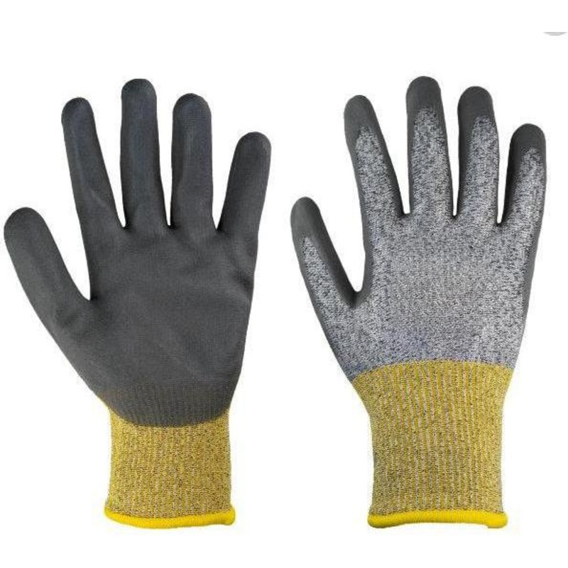 Ralston CanSafe - Small PU Coated Palm Cut Gray Resistant Gloves with Yellow Hem - Level 3, 72 Pairs/Cs - TSZGS13SMCYPU