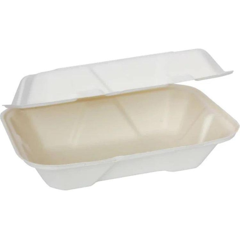 RiteEarth - 9" x 6" Guac M Bagasse Hinged Container, 200/cs - H189GUA