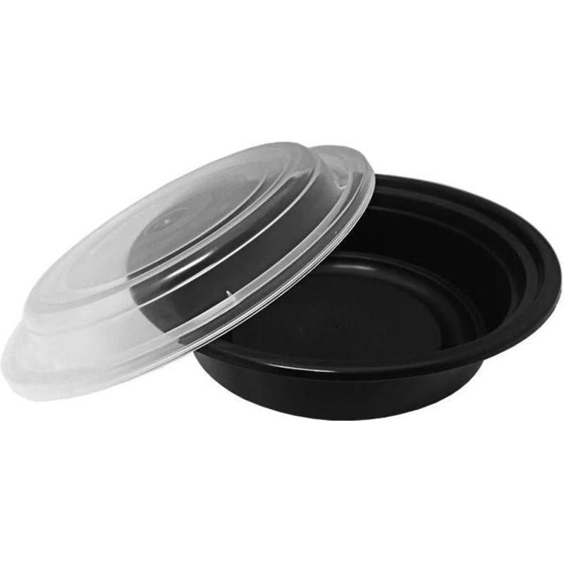 RitePak - 16 Oz, 6" Round Black PP Container with Lid Combo, 150/cs - MC0616BE