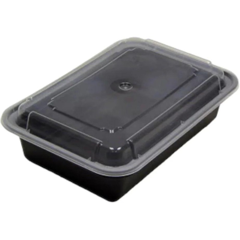 RitePak - 16 Oz, 7" x 5" x 1.5" Black Rectangular Container with Lid Combo, 150/CS - MR7516B