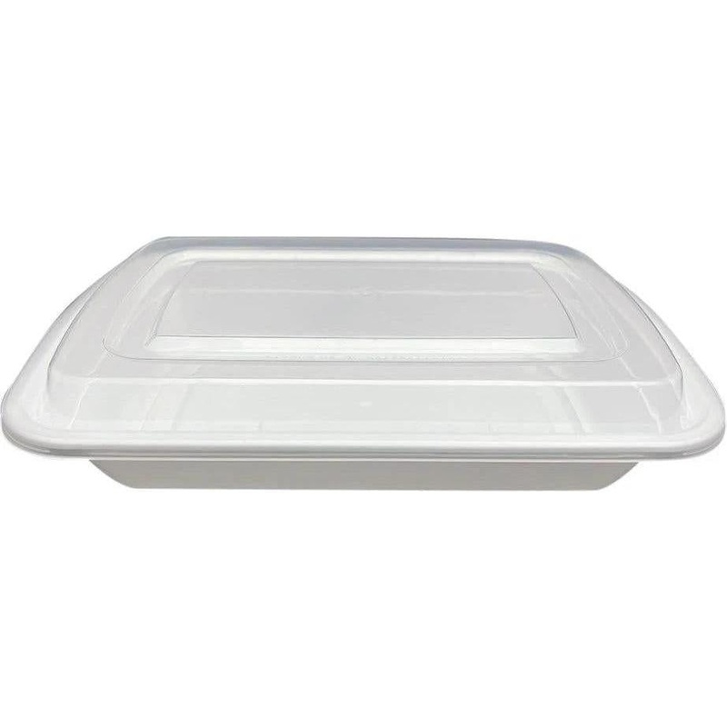RitePak - 16 Oz, 7" x 5" x 1.5" White Rectangular Container with Lid Combo, 150/CS - MR7516W