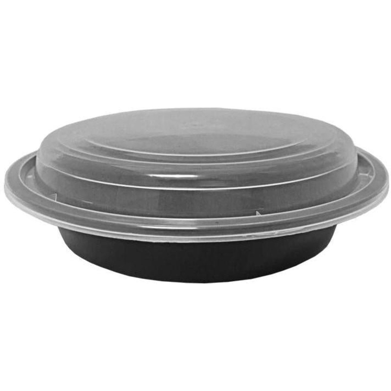 RitePak - 24 Oz, 7" Round Black Microwavable Container Combo, 150/Cs - MC0724BE