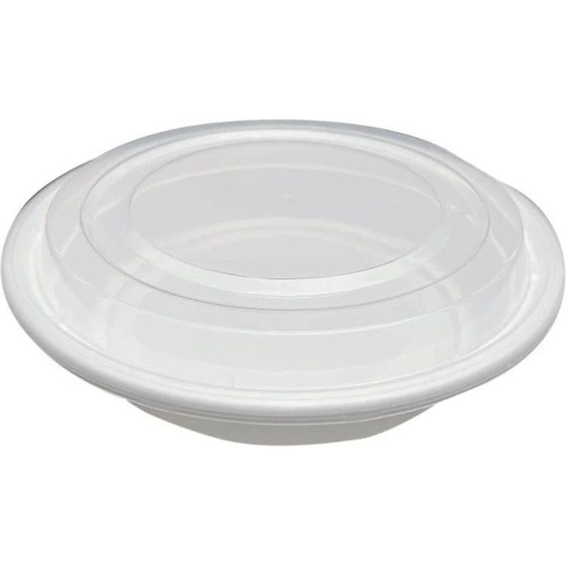 RitePak - 48 Oz, 9" White Round Container with Lid Combo, 150/CS - RC-18
