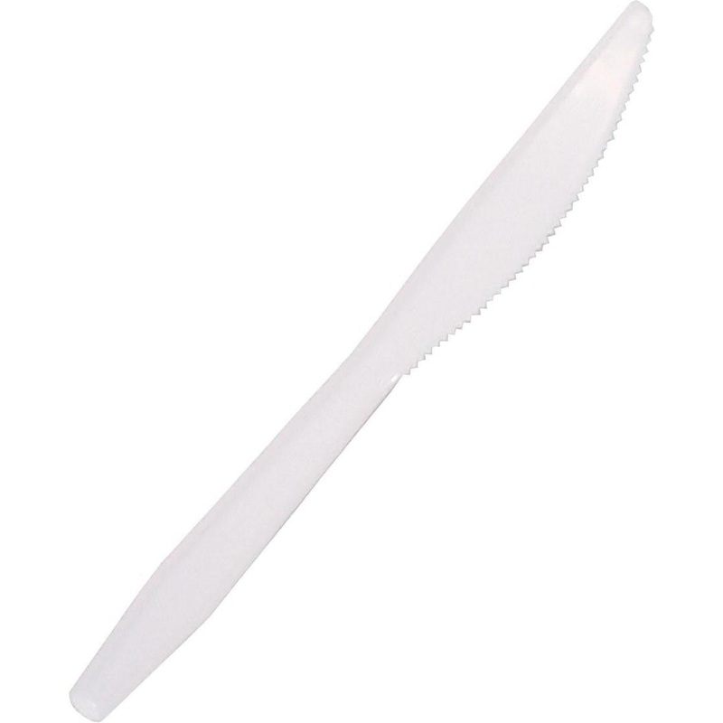 TiSA - Medium Weight Polypropylene White Disposable Knives, 1000/cs, 180cs/sk - 310197